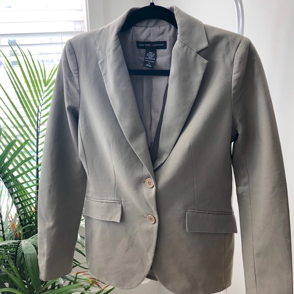 Khaki Lined Two-Buttoned Blazer Jacket